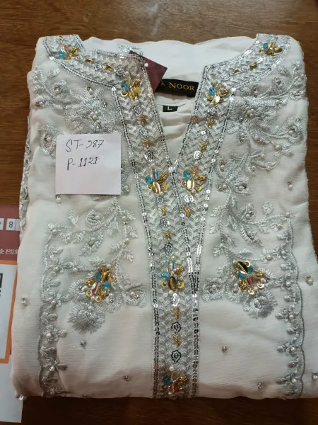 Pakistani Chiffon Stitched 2 Pcs _ Ice Blue 